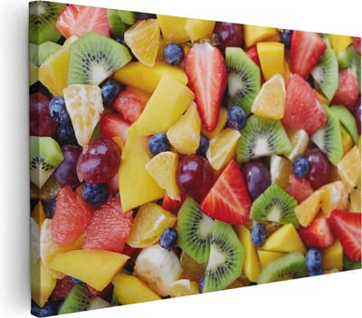 Artaza Canvas Schilderij Fruitsalade - 30x20 cm - Klein - Wanddecoratie Woonkamer - Muurdecoratie Keuken - Schilderijen Op Canvas Fruit