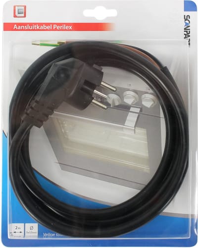 Scanpart Perilex aansluitkabel 2 meter - Geschikt voor elektrische oven fornuis kookplaat - Zwart - Voorgemonteerd