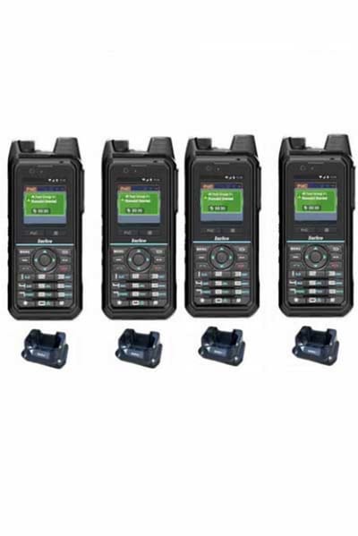 Set van 5 Inrico T330 4G LTE Zello Smart Portofoons IP68 met tafellader