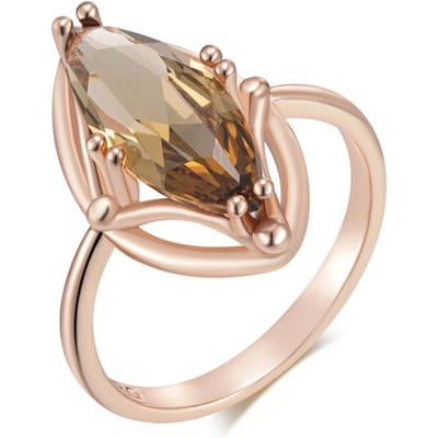 Ruitvormige bruine natuurlijke zirkoon bruidsring, modieuze roségouden accessoires, hoogwaardige dagelijkse sieraden voor vrouwen 8 beige