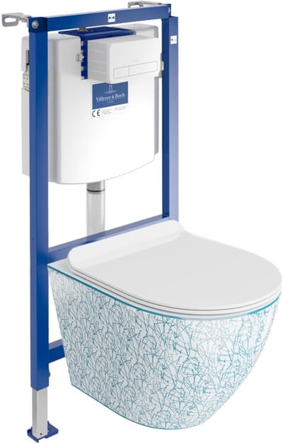 Villeroy&Boch Inbouwreservoir Complete Toiletset ViConnect H112 - Inbouw WC Hangtoilet Wandcloset SOFI SLIM KRESZ - Bedieningsplaat Wit - Voorwandelement voor toilet - Installatiesysteem