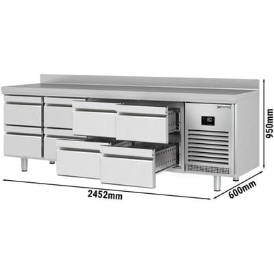 GGM Gastro Kühltisch Premium PLUS - 2452x600mm - 8 Schubladen - Aufkantung
