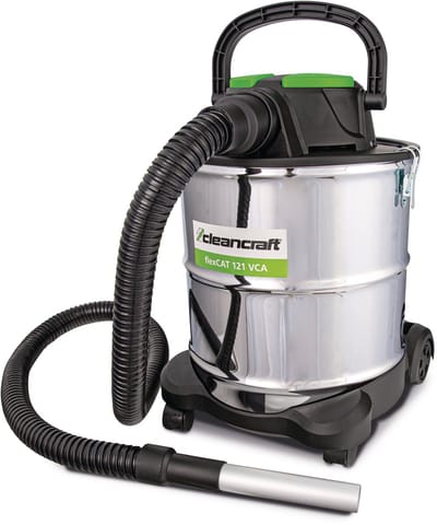 Aszuiger met manuele filterreiniging - schoonmaken van haarden ovens en grills - 20 liter roestvrij stalen tank - 0,6 kW 230 V - 77 dB(A) Cleancraft FLEXCAT 121 VCA