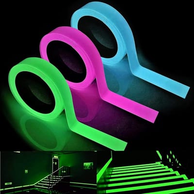 Luminous Waarschuwings Tape Set van 3, Fluorescerende Plakband voor Trappen, Muren en Uitgangsborden, Nachtlicht Plakband voor Veiligheid en Zichtbaarheid