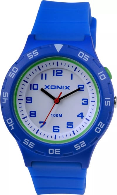 Xonix-kinderhorloge-model aal-004-10 bar waterdicht-zwemmen-blauw-duidelijke wijzerplaat-hoog draagcomfort-verlichte wijzerplaat
