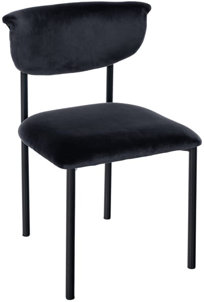CLP Gambell Eetkamerstoel - klassiek - met rugleuning - zwart metalen poten - velvet - fluweel - Fluweel/zwart
