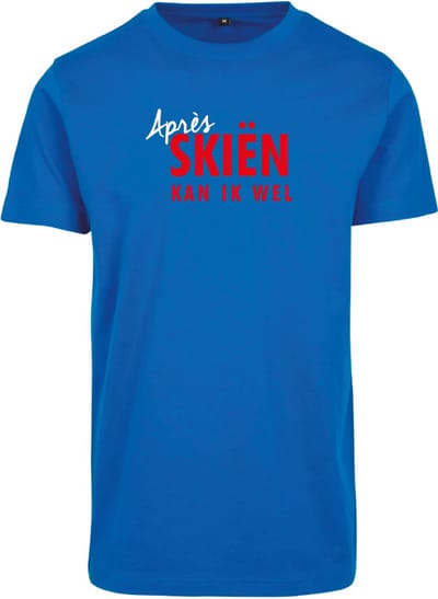 Après skiën kan ik wel wintersport t-shirt cobalt blue M - soBAD. | Foute apres ski outfit | kleding | verkleedkleren | wintersport t-shirt | wintersport dames en heren