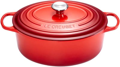 Le Creuset Braadpan Signature Ovaal Kersenrood – Ø 33 cm / 7,5 Liter – Grote Gietijzeren Stoofpan – Klassieke Rode Emaille – Voor Grote Gezinsgerechten, Braden en Stoven – Geschikt voor Alle Warmtebronnen incl. Inductie – Tijdloos Frans Design