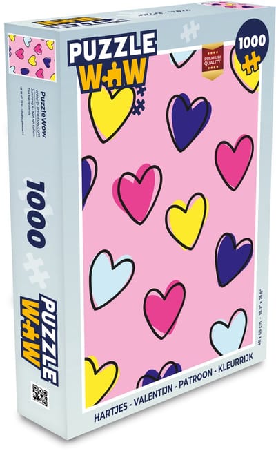 Puzzel Hartjes - Valentijn - Patroon - Kleurrijk - Legpuzzel - Puzzel 1000 stukjes volwassenen