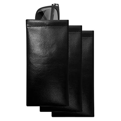 3-delige PU Leren Zachte Brilhoes - Beschermende Zonnebril Pouch voor Mannen en Vrouwen - Zwart - One Size