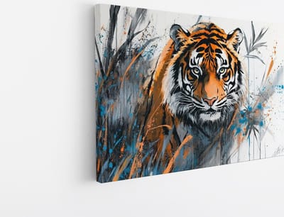 Saammp Canvas Schilderij - Tijger - Abstract - Dieren - 30x20 - Foto op canvas - Wanddecoratie - muurdecoratie Woonkamer - Slaapkamer decoratie - Canvas Print