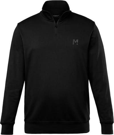 Men Plus - Heren - Sweattroyer basic kraag met rits - Zwart - Maat 3XL
