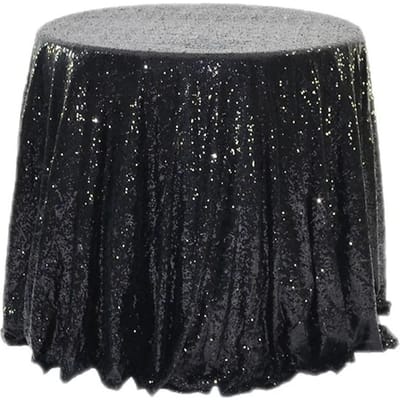60cm Glitters Tafelkleed Pailletten Ronde Tafelhoes Gouden Tafelkleed voor Bruiloft Verjaardag Babyshower Feest Huis Tafeldecoratie 60cm zwart