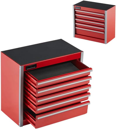 NordHaus Metalen Gereedschapskist met Laden - Mini Gereedschapskast - Bureau Organizer - 5 Laden - Rood 21,8 x 11,8 x 20,5 cm