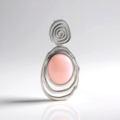 Cavill - Zilveren hanger - 925 Sterling Zilver - 2.855 ct Peruaanse roze opaal ovale cabochon - Moderne elegante handgemaakte sieraden dames