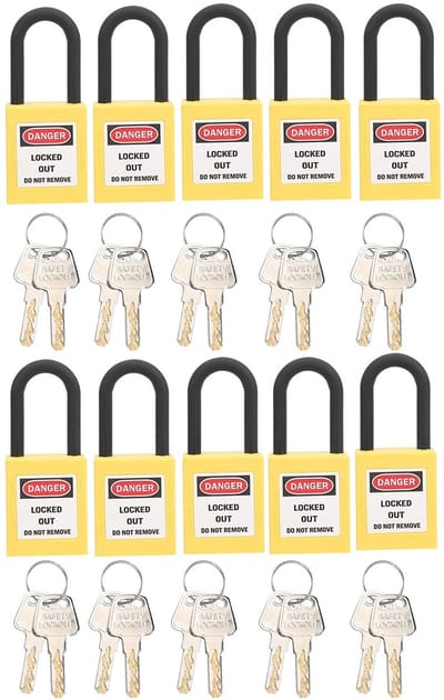 Cosensi - Hangslot Set - Industrieel - Veiligheid - Geel - Technisch - Stofdicht - Geschikt voor Lockout - 10 Sets