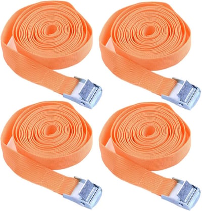 Bevestigingsriemen met ratel - Spanbanden sjorbanden - Vastzetten van lading - Hoge breukvastheid - 4 stuks 300 cm - Oranje