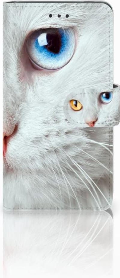 Nokia 7 Telefoonhoesje met Pasjes Witte Kat