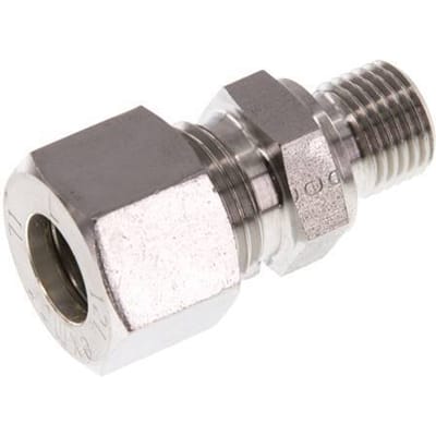 G 1/4'' Buitendraad x 12L RVS Rechte Knelfitting 315 Bar DIN 2353 - FL2S-MO-ST-014G-12-L