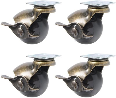 Set van 4 Draaibare Zwenkwielen met Rem, 360 Graden Roterend, Meubels Caster 1,5 Inch