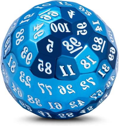 Metalen D100 Dobbelsteen - 100-zijdige dobbelsteen Polyhedral dobbelsteen - Rollenspellen spelen - Zware zinklegering constructie - 50mm diameter