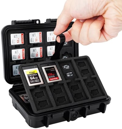 Dailygoods- Geheugenkaarthouder Massive Capaciteit - 22 x SD/SDXC/SDHC - 76 x Micro SD/TF - 16 x CFexpress Type-B/XQD - IP67 Waterdicht - EVA Padding - Opslagdoos