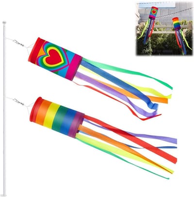 2 stuks - Wandzak - Windsock - Regenboog Windsock – 100cm Outdoor Windzak voor Tuin, Studentenkamer en Feesten – Kleurrijke Hangdecoratie