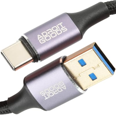 AdroitGoods USB-A naar USB-C Data- en Oplaadkabel USB 3.2 – 5 Gbps – Gevlochten Nylon – Snelle Gegevensoverdracht & Betrouwbare Stroom - 0,5m