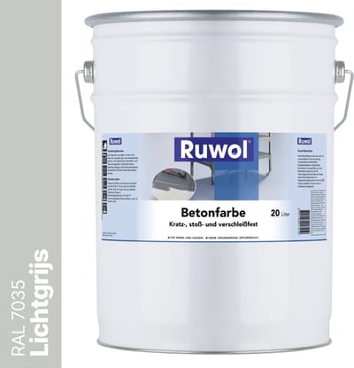 Ruwol Betonverf Lichtgrijs (RAL 7035) 20 liter - Voor binnen en buiten - Alle kleuren - Kras-, stoot- en slijtvaste verf voor beton en steen - Betonverf voor buiten