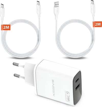 Super Snellader met USB C Kabels - 2 Meter - GaN Tech - Laptop, Telefoon, Tablet Oplader