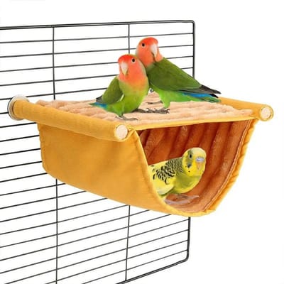 Maison pour perroquet, cage à oiseaux amovible et lavable, perchoir pour hamster, inséparable, hamac suspendu pour animal de compagnie, nid chaud 23x18.5cm jaune