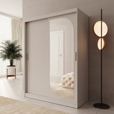 Meubella - Lava - Kledingkast 2 schuifdeuren - Beige - 150x62x200 cm