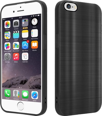 Cadorabo Hoesje geschikt voor Apple iPhone 6 / 6S in Brushed Zwart - Beschermhoes Case Cover van flexibel TPU silicone in Brushed design
