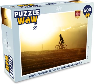 Puzzel Bergfietser daalt af op een mountainbike - Legpuzzel - Puzzel 500 stukjes