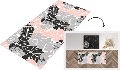 Keukenloper - Loper keuken - Monstera - Pastel - Patronen - Bladeren - 120x50 cm - Keukenloper vinyl