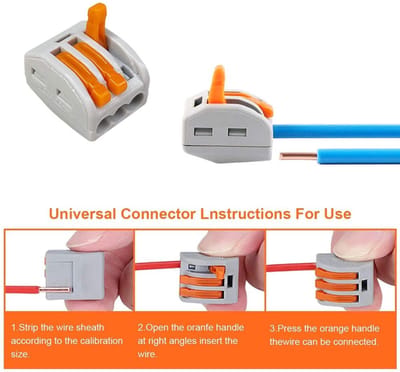 Dailygoods - PCT-213 moer-moerconnectoren - 3 poorten geleider - Compacte veeraansluiting - Oranje - Klemmenblok - Geschikt voor sterke koper - 30 stuks