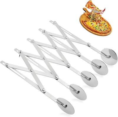 5-Wiel Deegsnijder van RVS met Deegverdeler, Perfect voor Pizza, Koekjes en Pannenkoeken