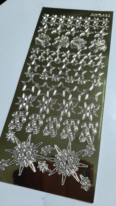 Jeje299 - stickervel goud kerst - kerstklokjes, sterren, hulst, kerstbal stickers - kerstdecoraties - divers - gouden peel-off sticker kerstmis