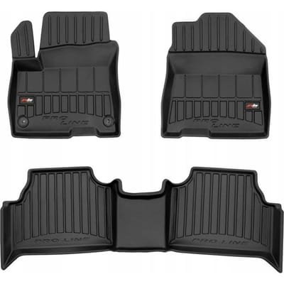 Frogum No.77 - Automatten 3D - Geschikt voor Hyundai Kona Electric (2018-2023) - 3-delige set - Hoge rand 6cm - Zwart