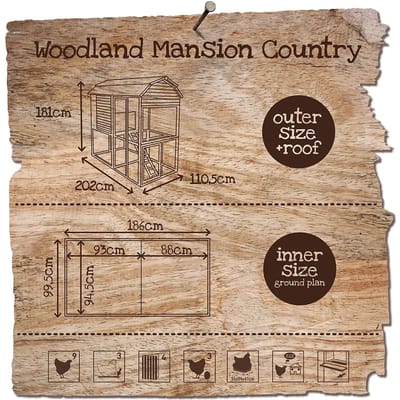 Woodland kippenhok mansion country 202x110,5x181CM
