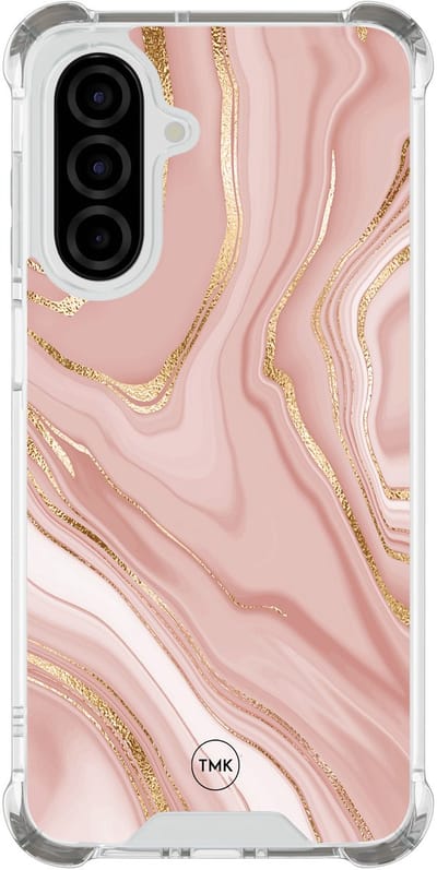 Shockproof hoesje geschikt voor Samsung Galaxy A26 - Rose marble - Schokbestendig - Verhoogde randen - TPU case - Extra Sterke Back Cover - Marmer - Transparant, Roze