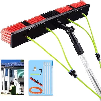 Reinigingsborstel met Stang - Ramenwasser Telescoop - Hoge Ramen Schoonmaken - Watergevoed Systeem - 50cm Borstel 10m Stang - Niet gespecificeerd
