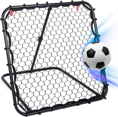 VIN® Verstelbare Voetbal Rebounder 84 x 84 cm – Opvouwbaar en Geschikt voor Kinderen en Tieners