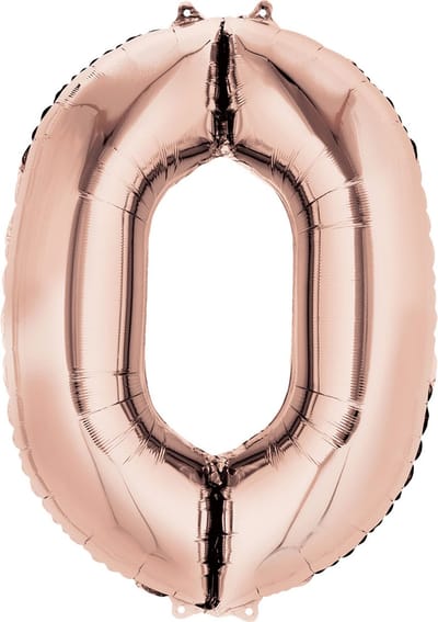 Cijferballon 0 - Rosegoud - 40 cm - Anagram