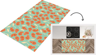 Keukenloper - Loper keuken - Retro - Bloemen - Design - Oranje - 120x60 cm - Keukenloper vinyl