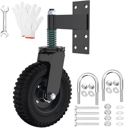 20 cm doelwiel met rem, 360° draaibare wielen met veerbelasting, draagvermogen van 270 kg, poortwiel, zware belasting, poortwielen, perfect voor houten poorten, hekken en tuinpoorten, metalen