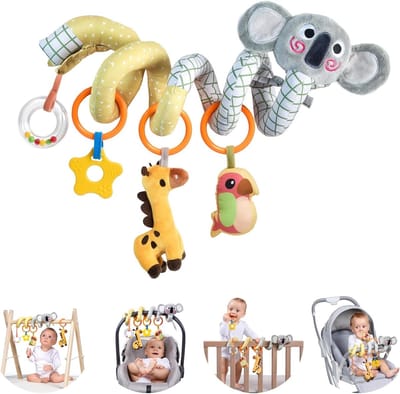Spiraalvormige Speelgoed voor Kinderen 0-12 Maanden, Zachte Hangspeelgoed voor Kinderwagens en Autostoelen, Sensory Speelgoed voor Vroeg Onderwijs en Crib Activiteiten