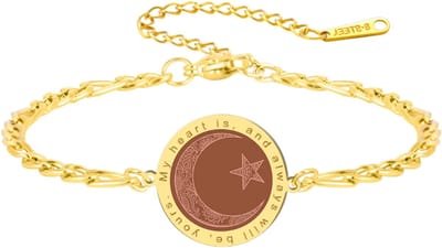 Zonne-, Maan- en Sterren Armband voor Koppels – ‘Mijn Hart is Altijd van Jou’ – Romantisch Cadeau voor Haar of Hem, Verjaardag, Jubileum of Valentijn - Goud