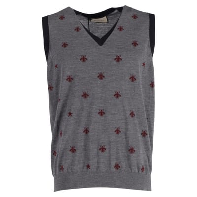 Gucci Bee & Star sweatervest in grijze wol