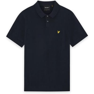 Lyle and Scott Poloshirt Knitted Donkerblauw (navy) - Maat L - Heren
